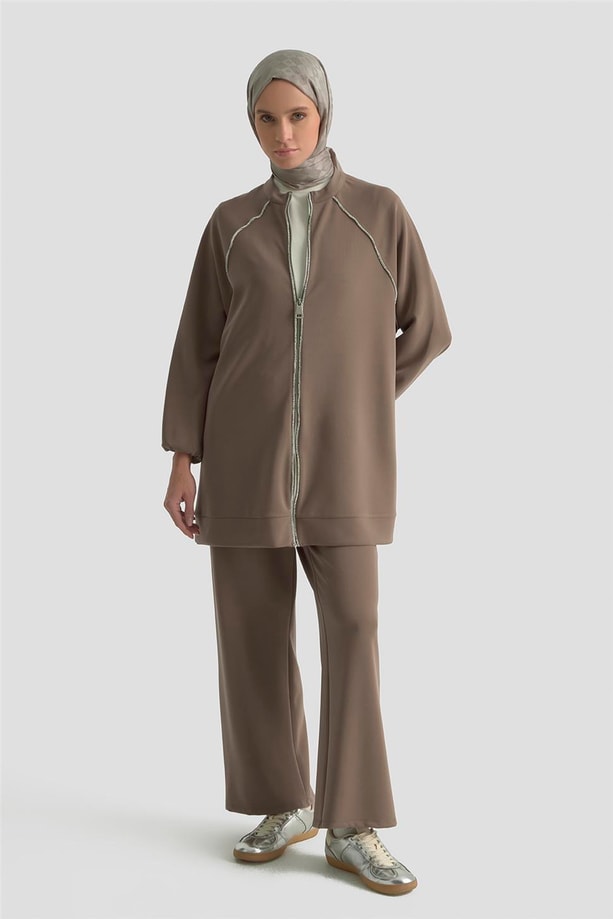 Armine Biyeli Örme Takım 25KD1176 Kahverengi