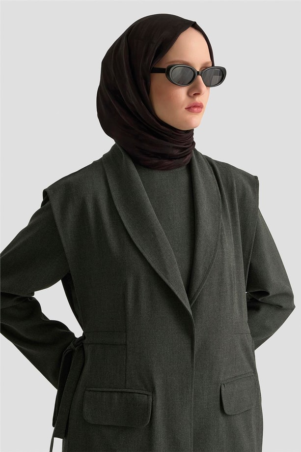 Armine Bağlama Detaylı Ceket 25KD1301 Antrasit