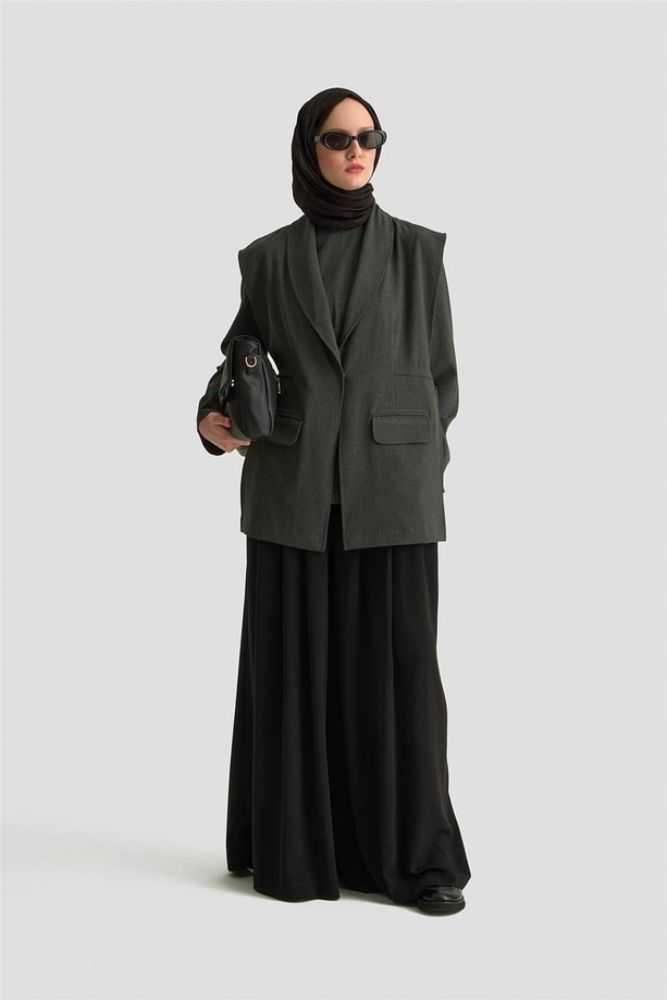 Armine Bağlama Detaylı Ceket 25KD1301 Antrasit