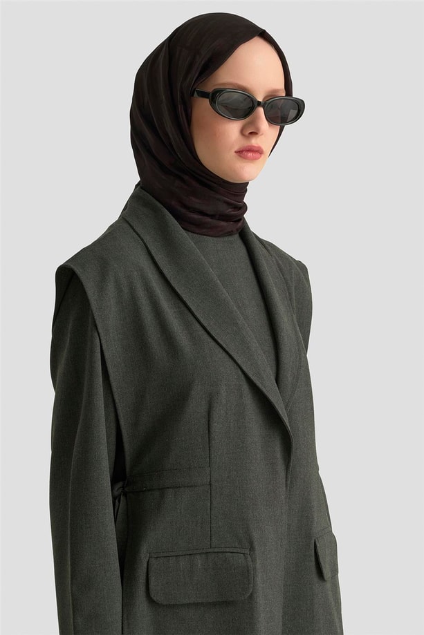 Armine Bağlama Detaylı Ceket 25KD1301 Antrasit