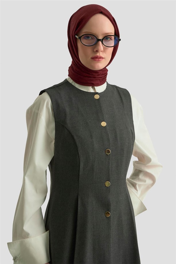 Armine Fitted Yelekli Takım 25KD1307 Antrasit