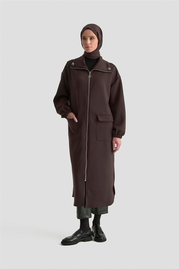 Armine Yüksek Yaka Örme Giyçık 25KD1503 KAHVERENGİ