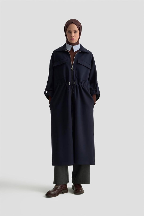 Armine Beli Büzgülü Örme Giyçık 25KD1504 Lacivert