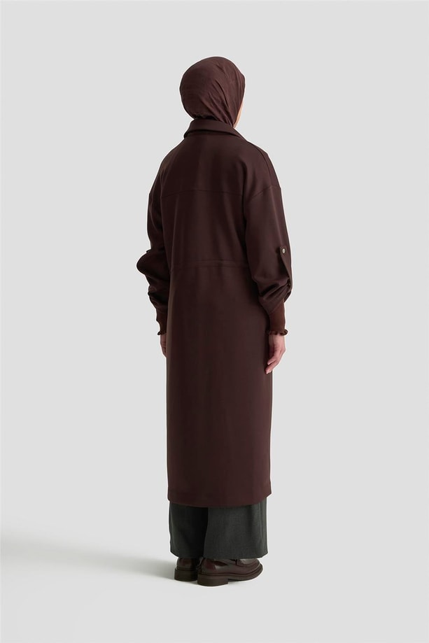 Armine Beli Büzgülü Örme Giyçık 25KD1504 Kahverengi