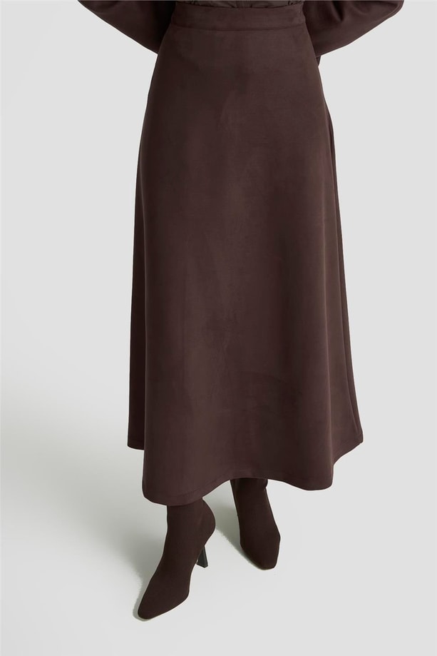 Armine Nakışlı Süet Takım 25KD1505 Kahverengi