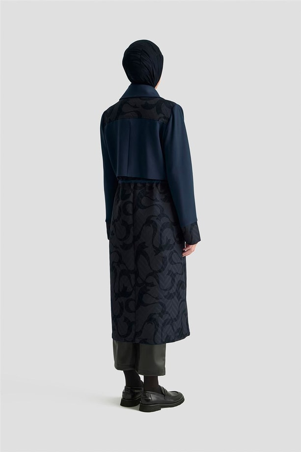 Armine Desenli Kapitone Mixli Örme Giyçık 25KD1601 Lacivert