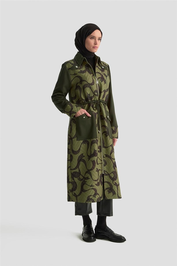 Armine Desenli Kapitone Mixli Örme Giyçık 25KD1601 Haki