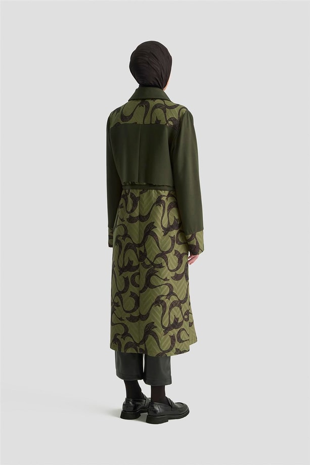 Armine Desenli Kapitone Mixli Örme Giyçık 25KD1601 Haki