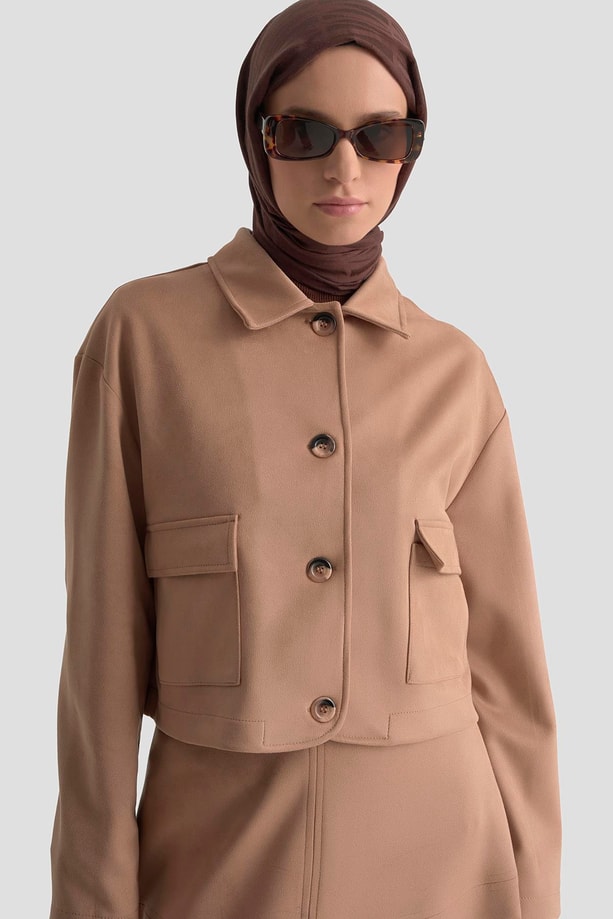 Armine Ceketli Süet Takım 25KD1703 Taba