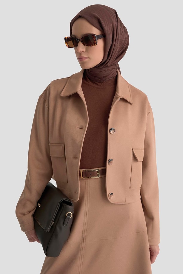 Armine Ceketli Süet Takım 25KD1703 Taba