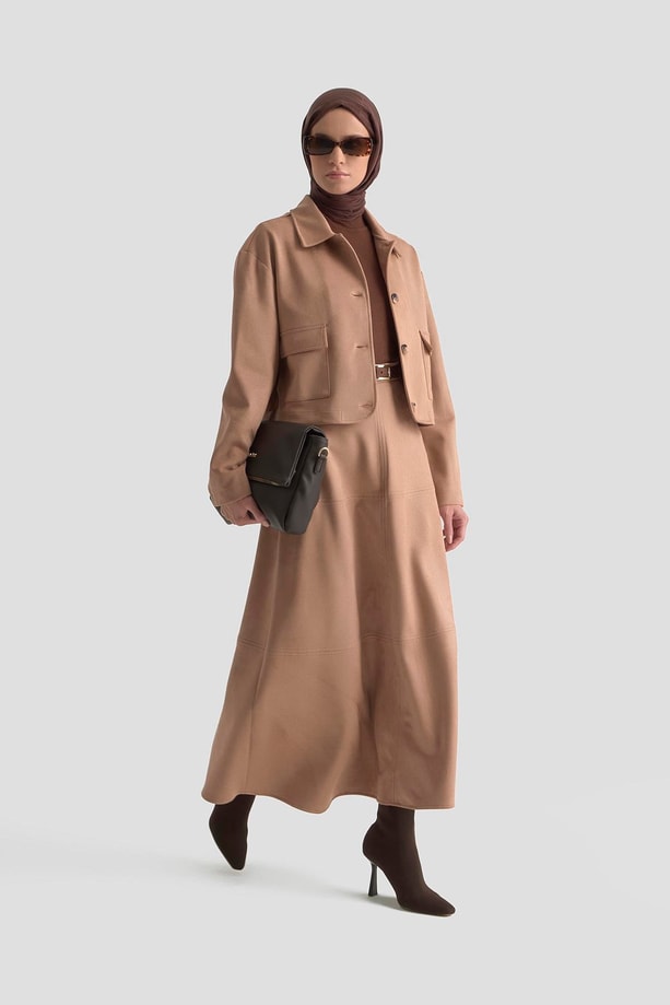 Armine Ceketli Süet Takım 25KD1703 Taba