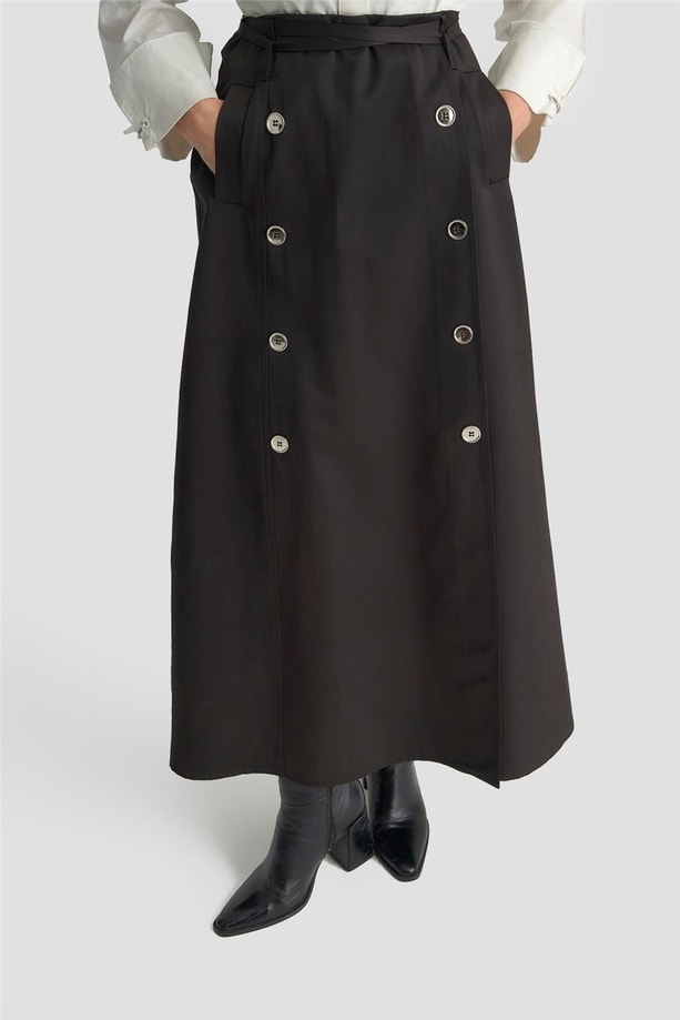 Armine Düğme Detaylı Ceket Takım 25KD1705 Siyah