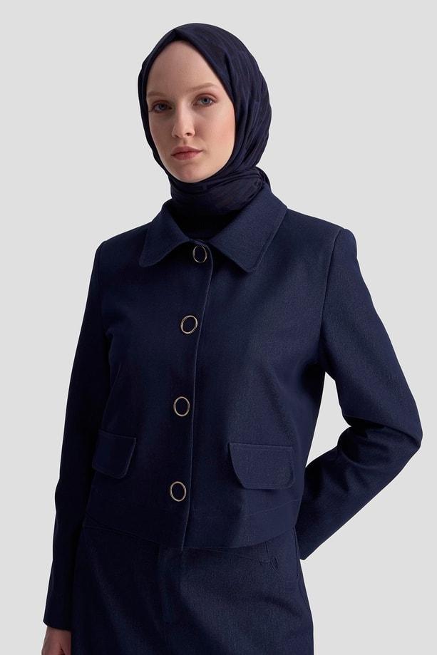 Armine Blazer Ceketli Tencel Takım 25KD1706 Lacivert