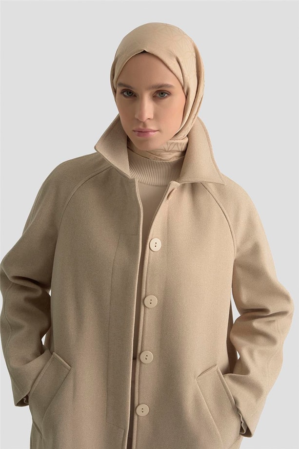Armine Oversize Kaşe Manto 25KT1708 Bej