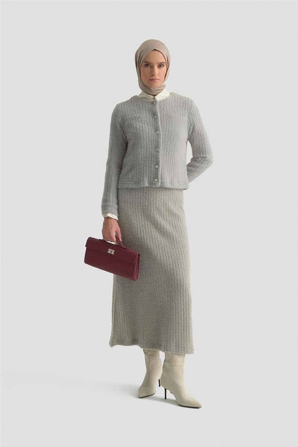 Armine  Dokulu Triko Takım 25KD1801 Gri