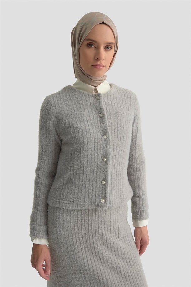 Armine  Dokulu Triko Takım 25KD1801 Gri