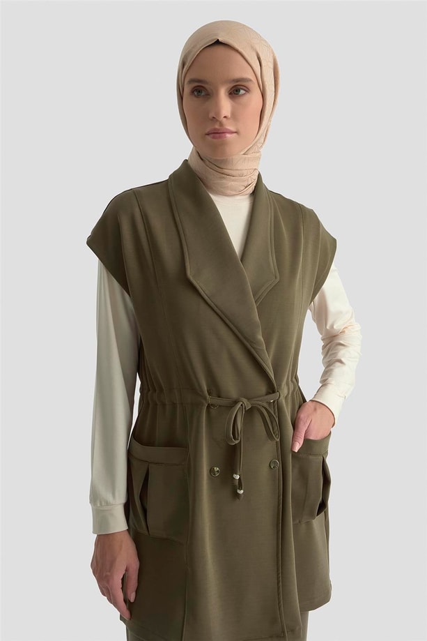 Armine Yelekli Örme Takım 25KD1802 Haki