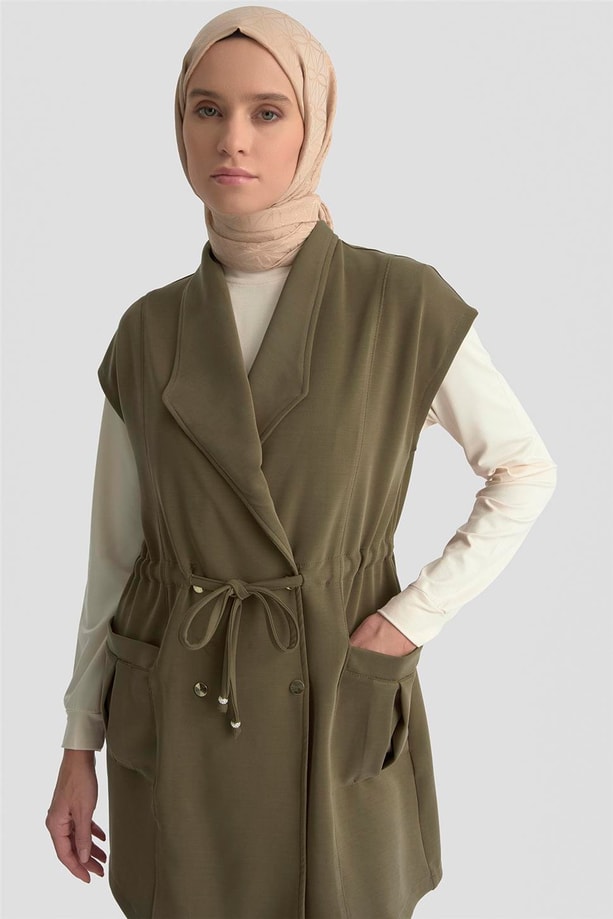 Armine Yelekli Örme Takım 25KD1802 Haki