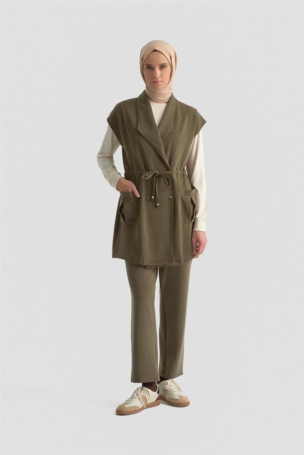 Armine Yelekli Örme Takım 25KD1802 Haki