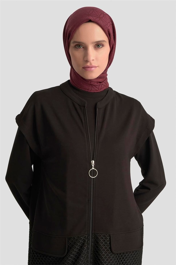 Armine File Yelekli Örme Takım 25KD1803 Siyah