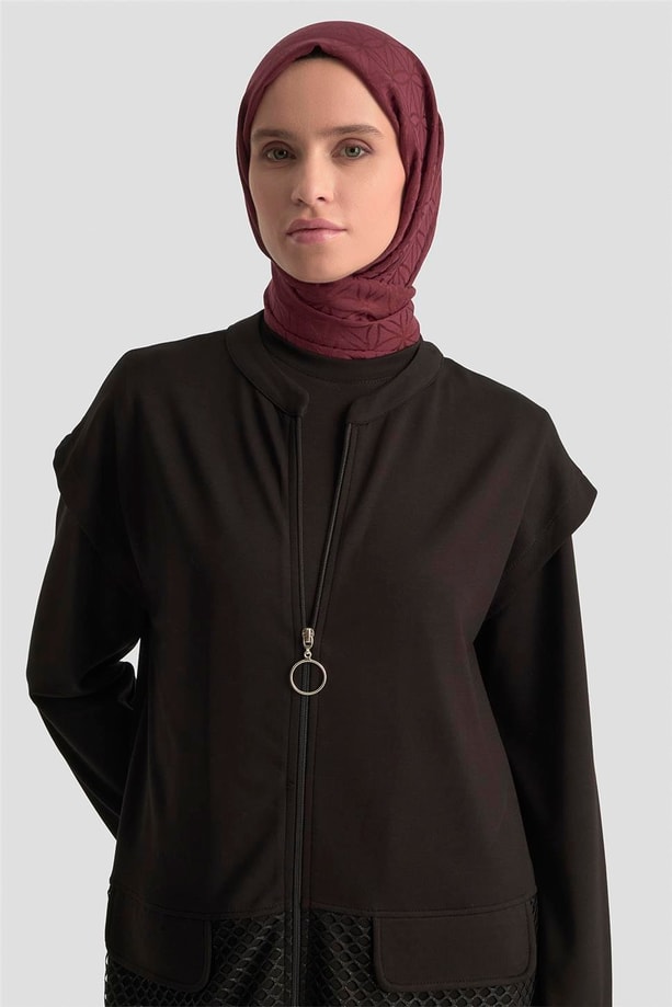 Armine File Yelekli Örme Takım 25KD1803 Siyah