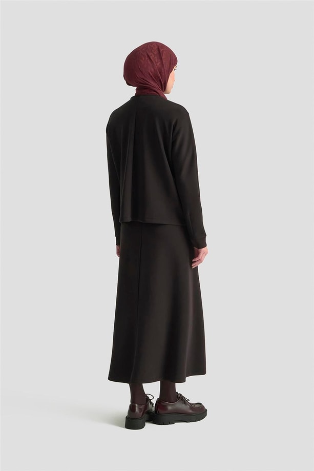 Armine Düğme Detaylı Örme Takım 25KD1805 Siyah