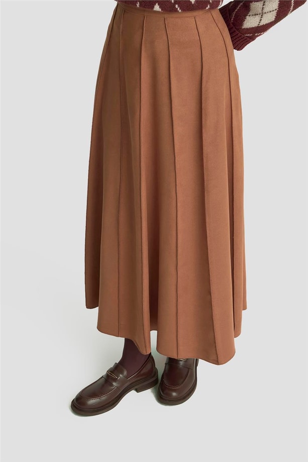 Armine Canlı Kesim Süet Etek 25K1924 Camel