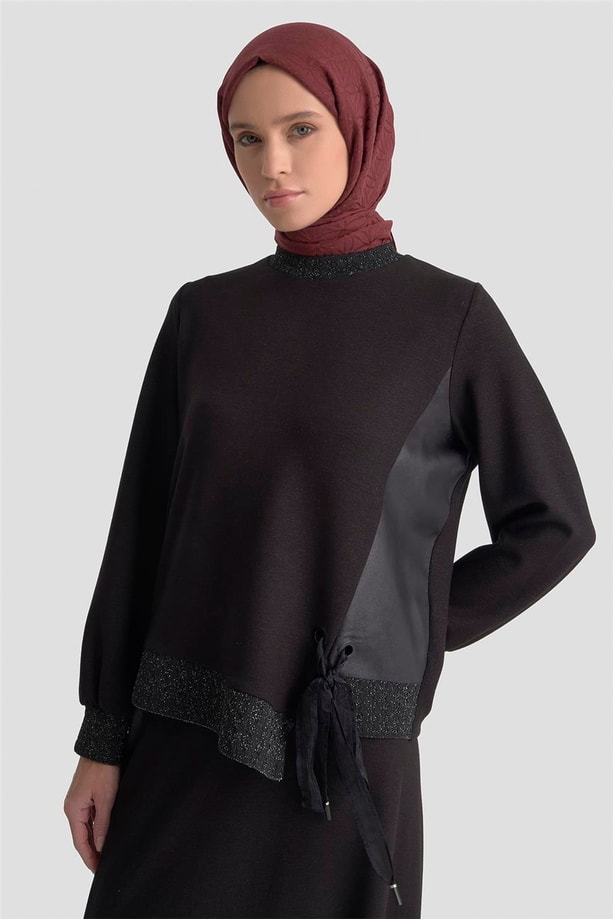 Armine Taşlı Örme Takım 25KD2103 Siyah