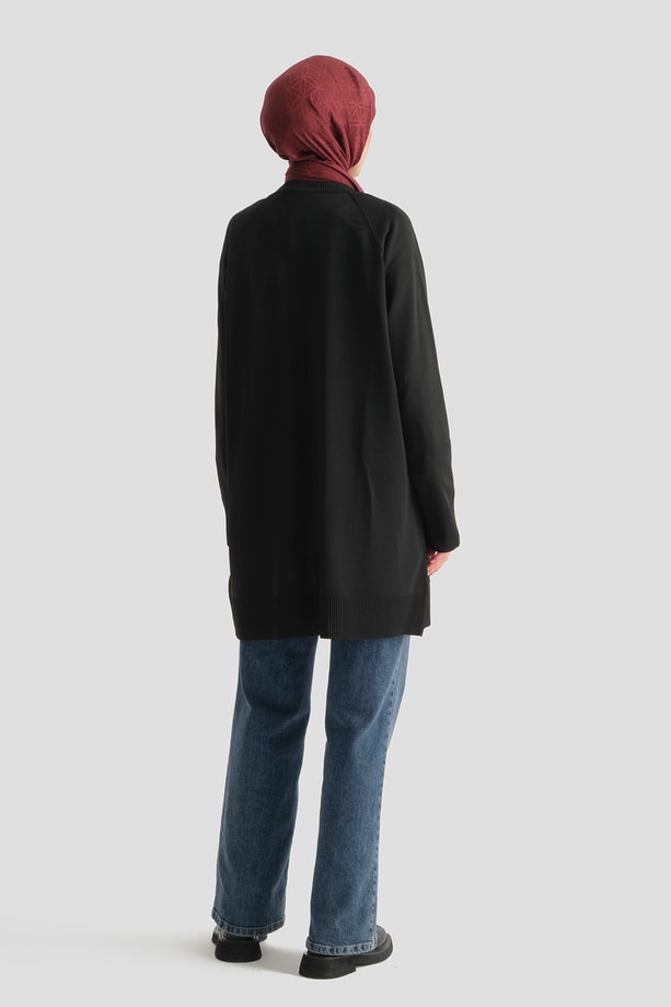 Jakarlı Triko Hırka 25KD2306 SİYAH