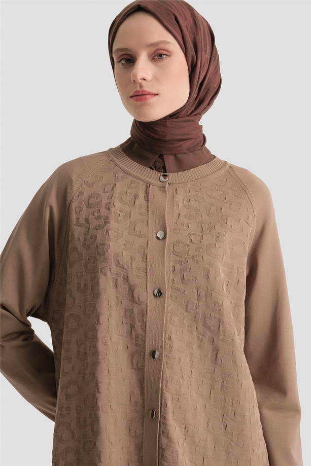 Jakarlı Triko Hırka 25KD2306 Vizon