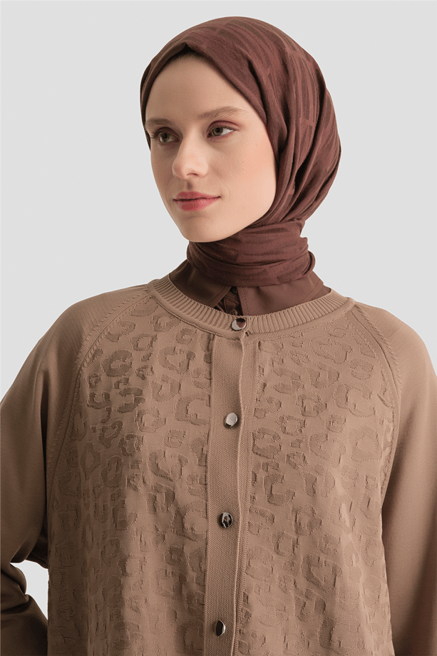 Jakarlı Triko Hırka 25KD2306 Vizon