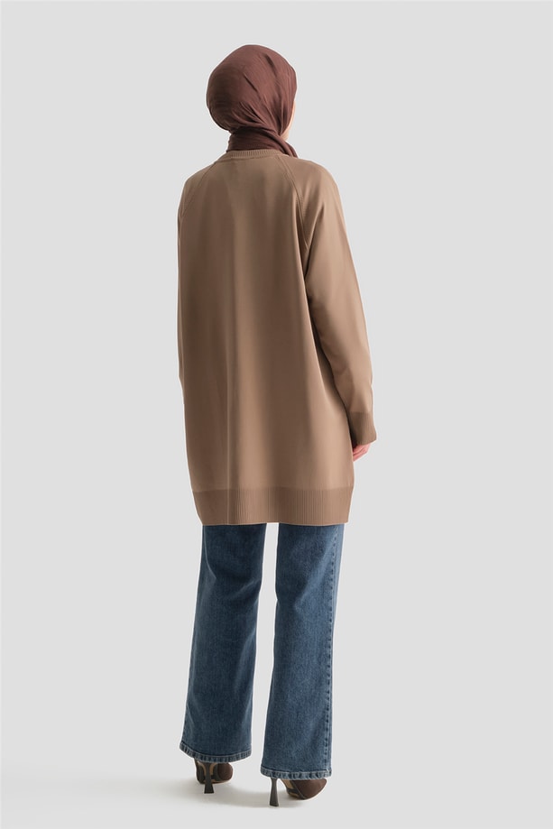 Jakarlı Triko Hırka 25KD2306 Vizon