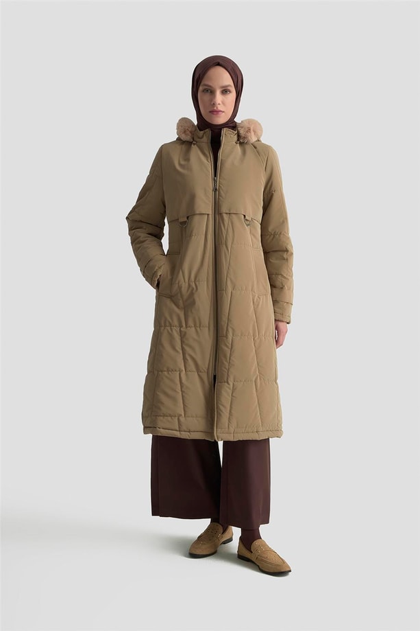 Armine Kapüşonlu Kapitone 25KD2402 Bej