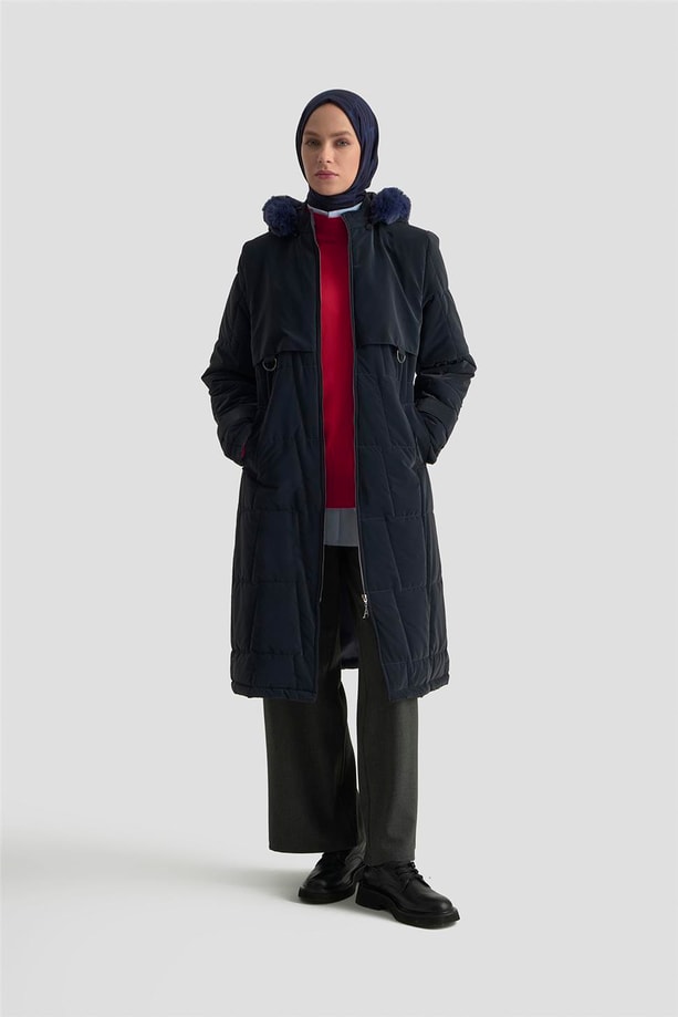 Armine Kapüşonlu Kapitone 25KD2402 Lacivert