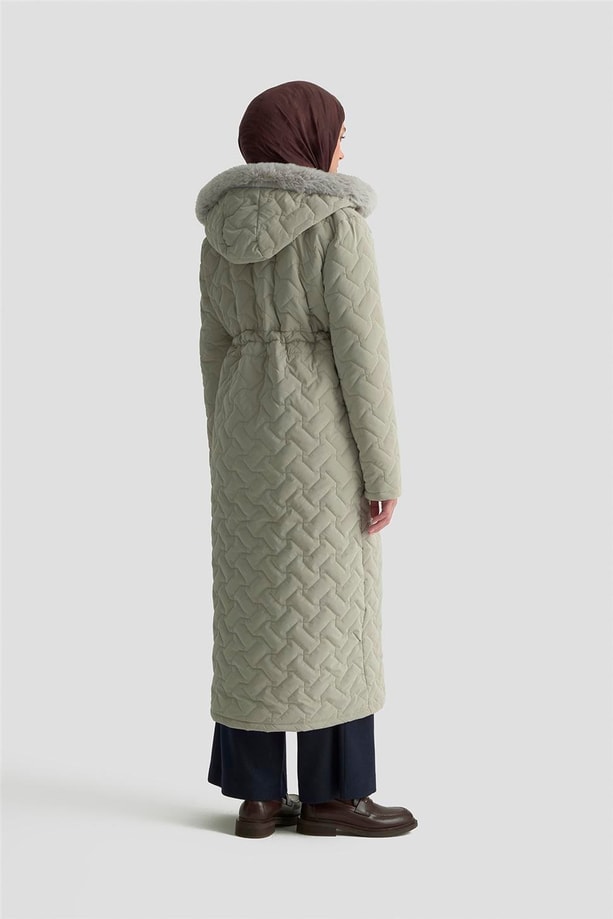 Armine Kürklü Kapitone Kaban 25KD2501 Taş