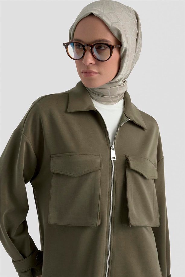 Armine Taş İşlemeli Örme Takım 25KD2804 Haki