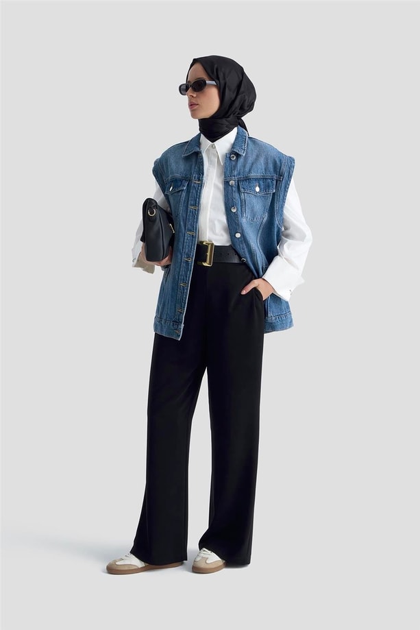 Armine Pileli Pantolon 25K2900 Siyah