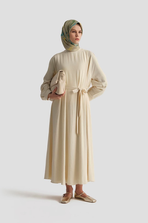 Armine Balon Kollu Elbise 25KD4013 Kum