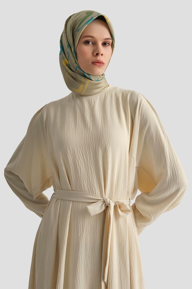 Armine Balon Kollu Elbise 25KD4013 Kum