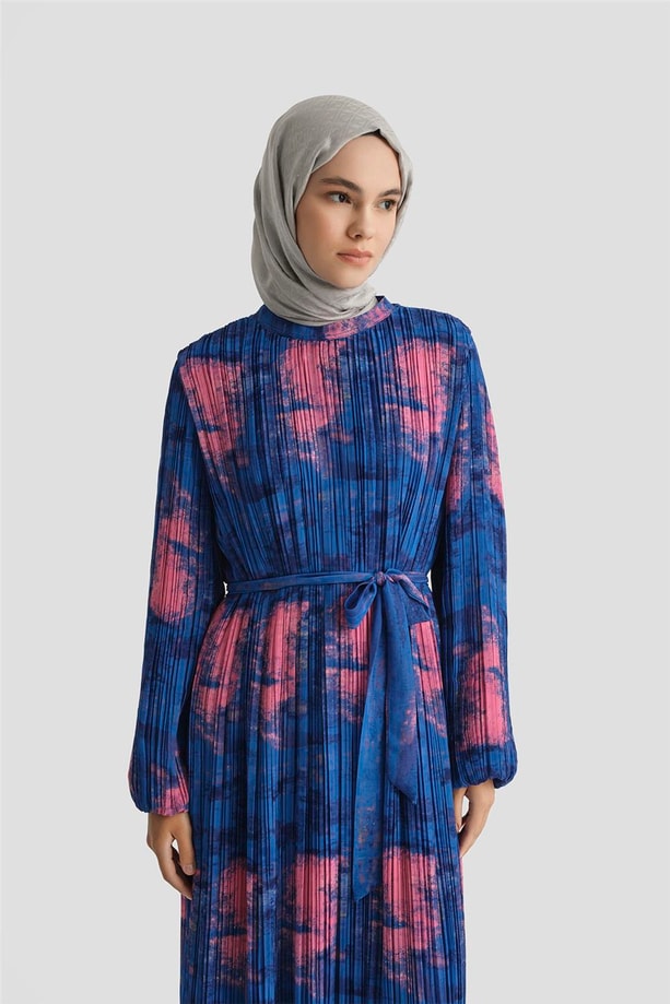 Armine Desenli Elbise 25YD4015 Saks