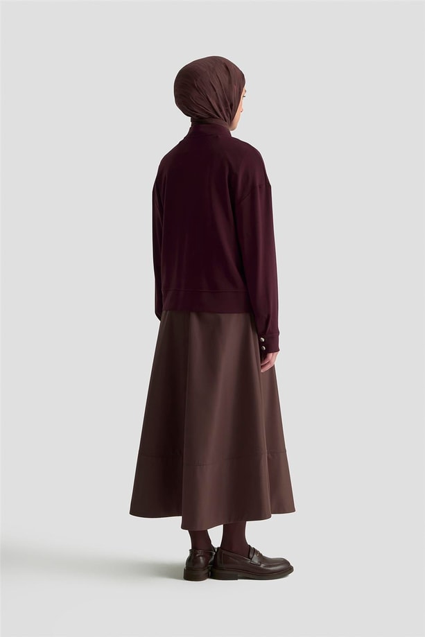 Armine Zımbalı Örme Ceket 25KD4032 Mürdüm