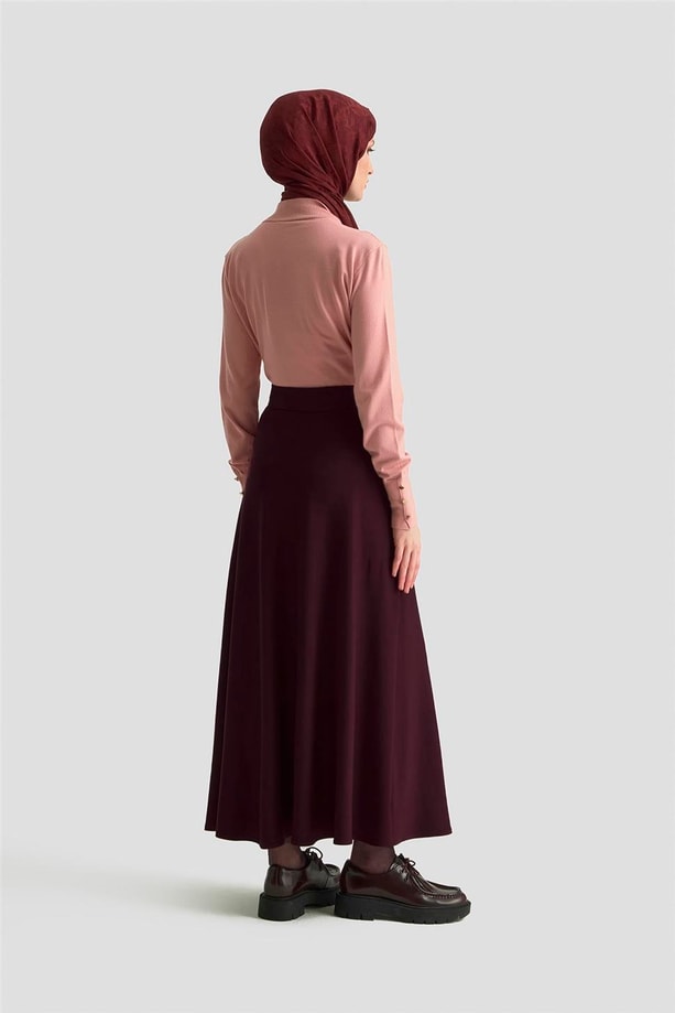 Armine Kloş Örme Etek 25KD4033 Mürdüm