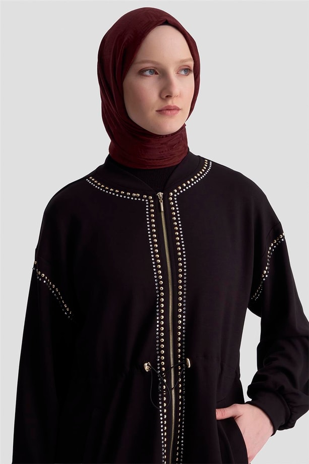 Armine Trok Detaylı Kap 25KD4038 Siyah