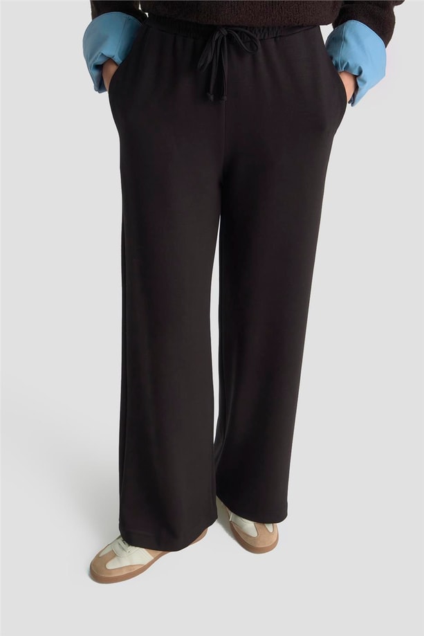Armine Beli Lastikli Palazzo Pantolon 25KD4039 Siyah