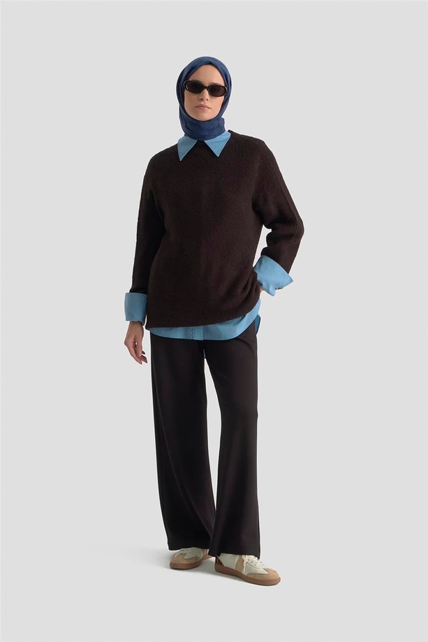 Armine Beli Lastikli Palazzo Pantolon 25KD4039 Siyah