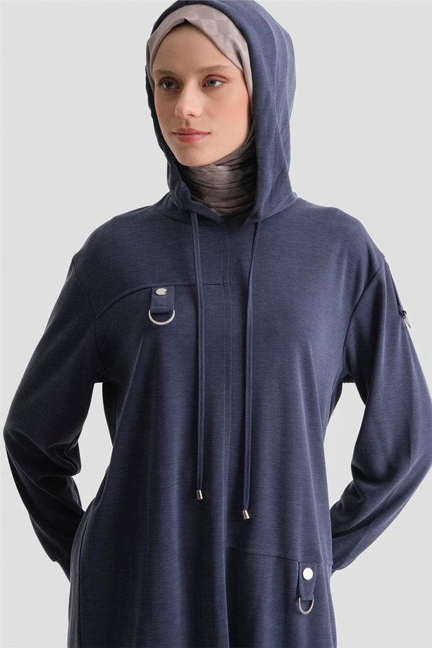 Armine Kapüşonlu Örme Takım 25KD4386 Lacivert