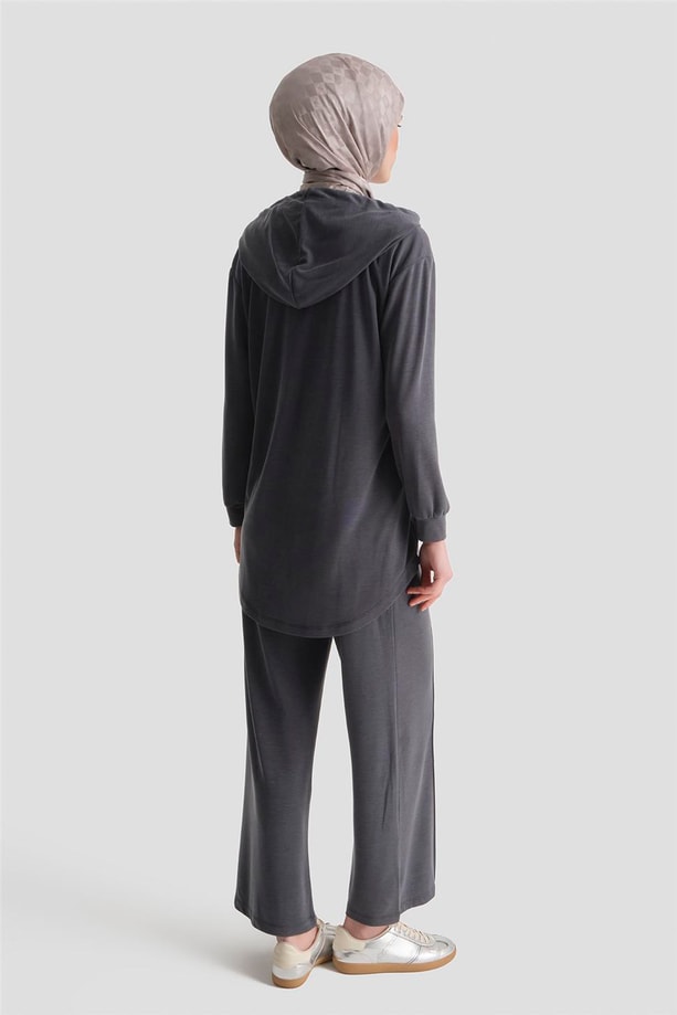 Armine Kapüşonlu Örme Takım 25KD4386 Siyah