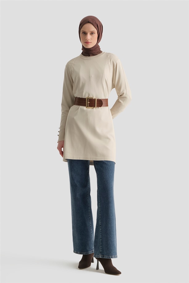 Armine Triko Tunik 25KD5005 Taş