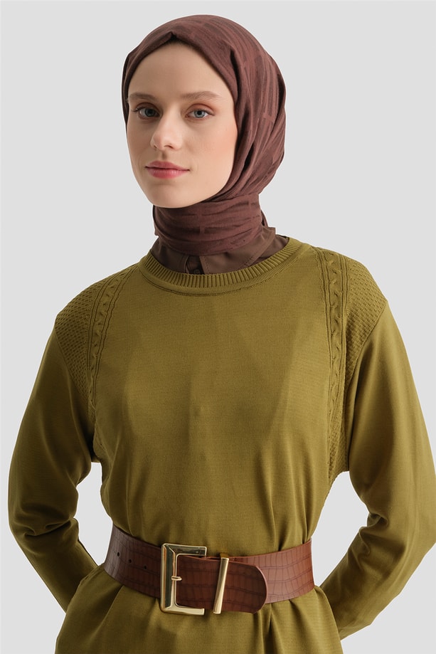 Armine Triko Tunik 25KD5005 Yağ Yeşili