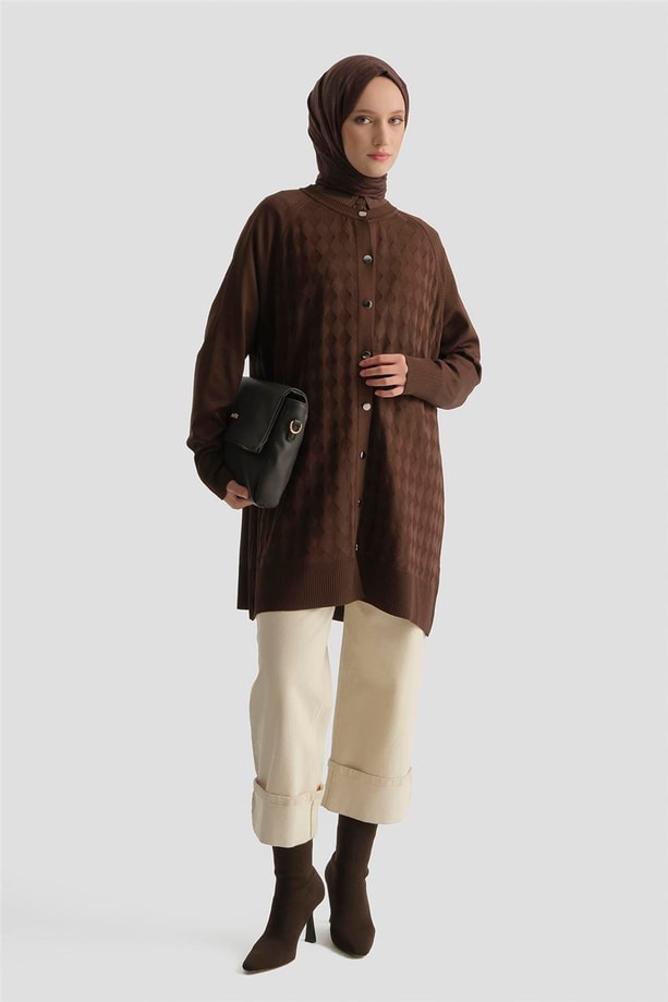 Armine Triko Ceket 25KD5093 Kahve